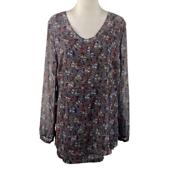 cAbi Women’s Tunic Blouse Double Layer Multicolor Abstract Size M Fall Style - Picture 2 of 12